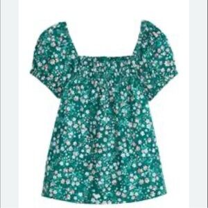 crown & ivy Green Floral Puff-Sleeve Blouse